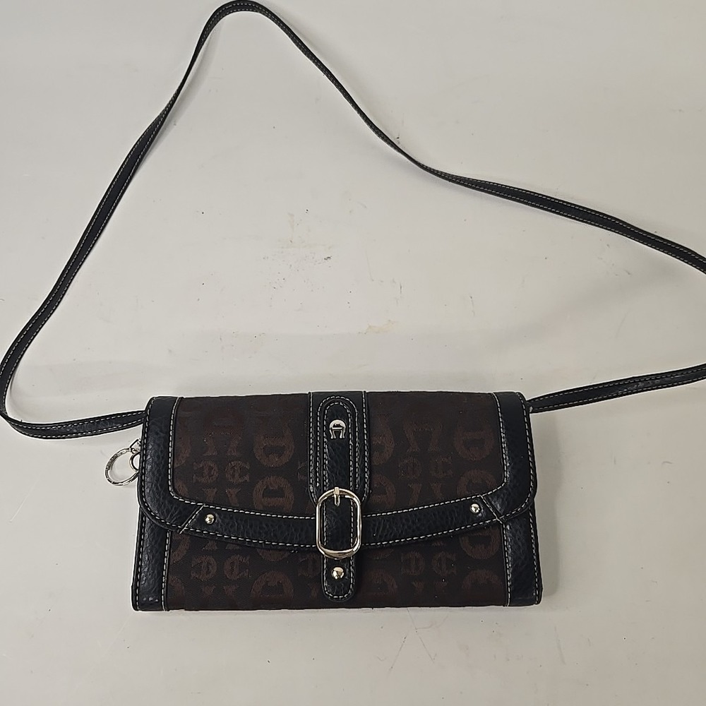 Etienne Aigner Canvas and‎ Leather Signature Crossbody Bag or Clutch